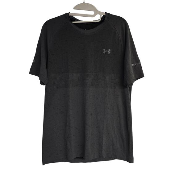 Men's Under Armour Running "HeatGear" Gray Short Sleeve Athletic Top - Size Med - Picture 1 of 9